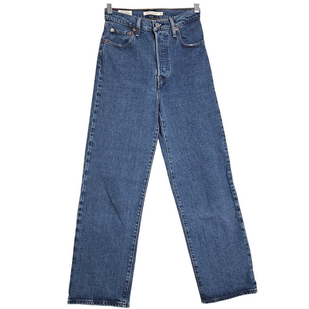 Levis Premium Ribcage Straight Womens 26 Blue High Rise Button‎ Fly Denim Jeans
